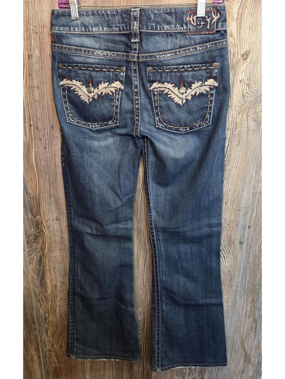 1921 Blue Jeans Women Sz 28x34 Flare Japanese Ringspun Denim Western Embroidered